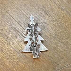 Vintage Silver Holiday Tree scarf clip